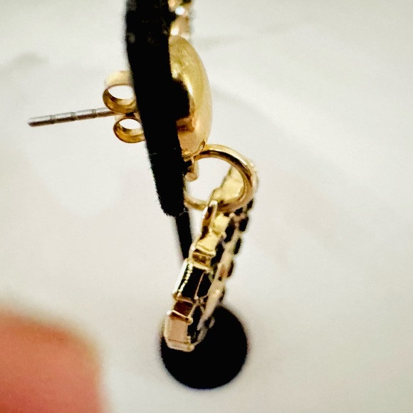 Upcycled Gucci Gold & Black Heart Charms added to Post Backing to make Earrings - Picture 4 of 5